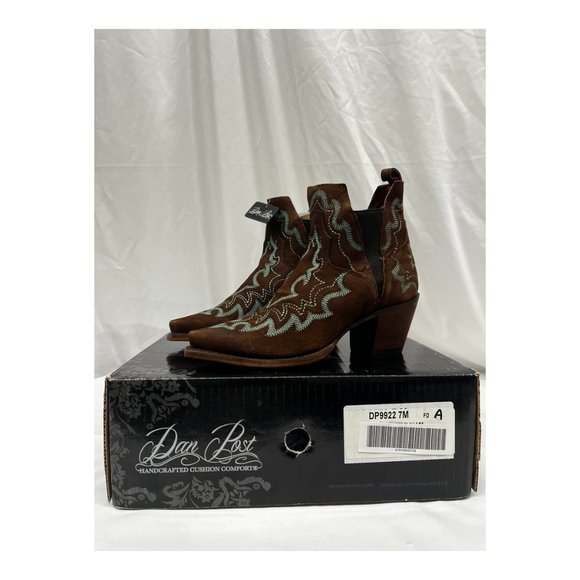 Dan Post Vallejo Boots Size: 7 Brand New in Box Western Booties Turquoise Brown - Picture 5 of 14